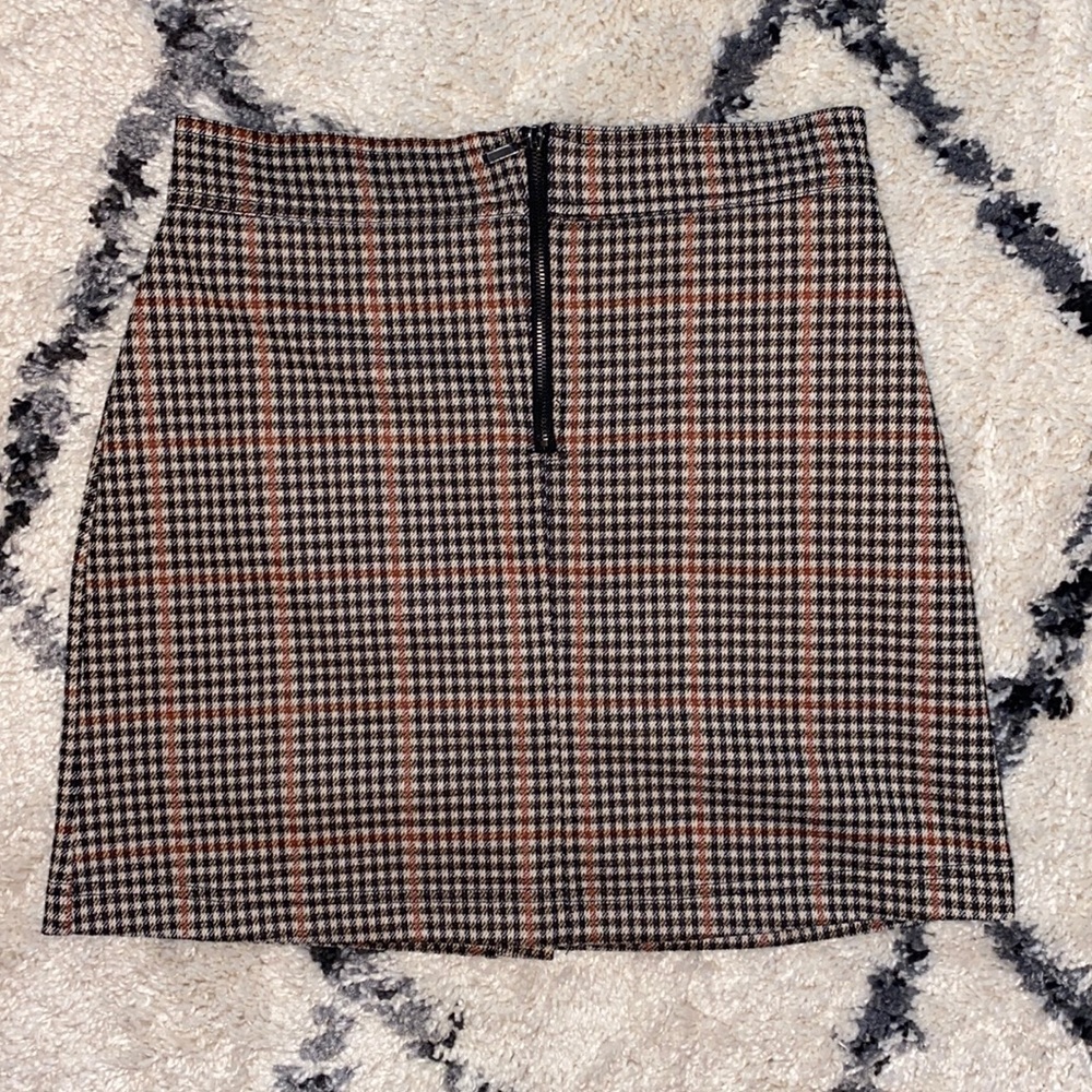 Plaid Midi Skirt with Zipper